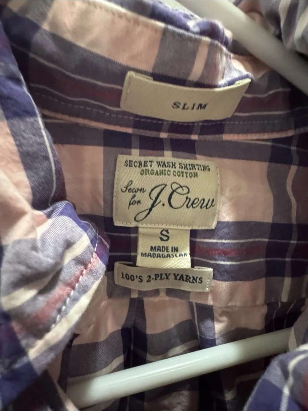 J. Crew Men's Purple and Pink Plaid Button-Down Shirt